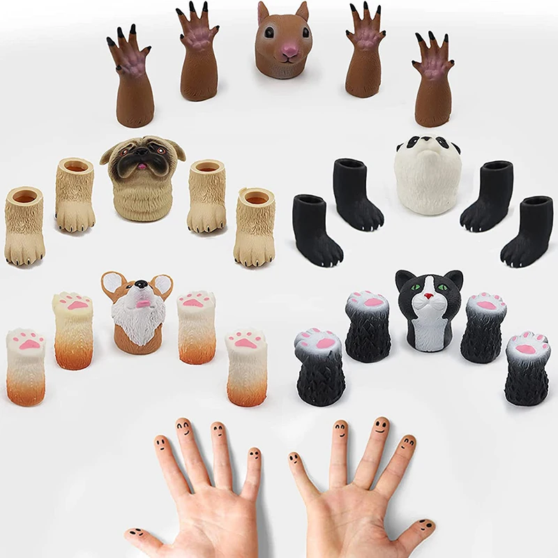 1Set Kinderen Vingerpop Dieren Eekhoorn Hand Vinger Verhaal Puppets Game Kat Puppy Panda Vinger Poppen Speelgoed Voor Kinderen geschenken