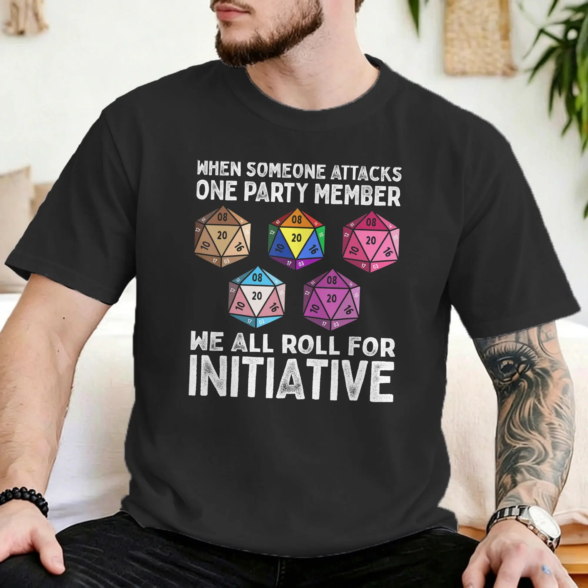 D20 Dice LGBTQ Ally for Men Women T Shirt  LGBT Pride Vintage Tee Shirt Short Sleeve Crew Neck T-Shirts Cotton Summer Tops