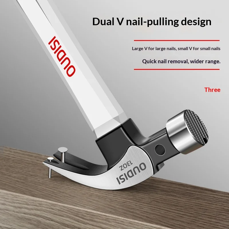 Stainless Steel Hammer Integrated Iron Hammer for Woodworking Nail Pulling Wrought Iron Small Hammer Tool