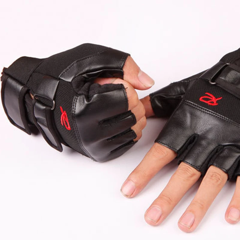 Men\'s Outdoor Driving Motorcycle Cycling Half Finger Gloves Half finger gloves made of genuine leather