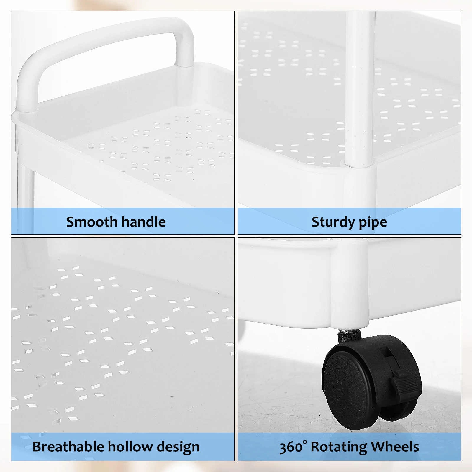 

3 Tier Small Rolling Cart Multi Layer Compact Storage Organizer Cart Under Desk Bedside Snack Craft Bathroom Carts with Wheels