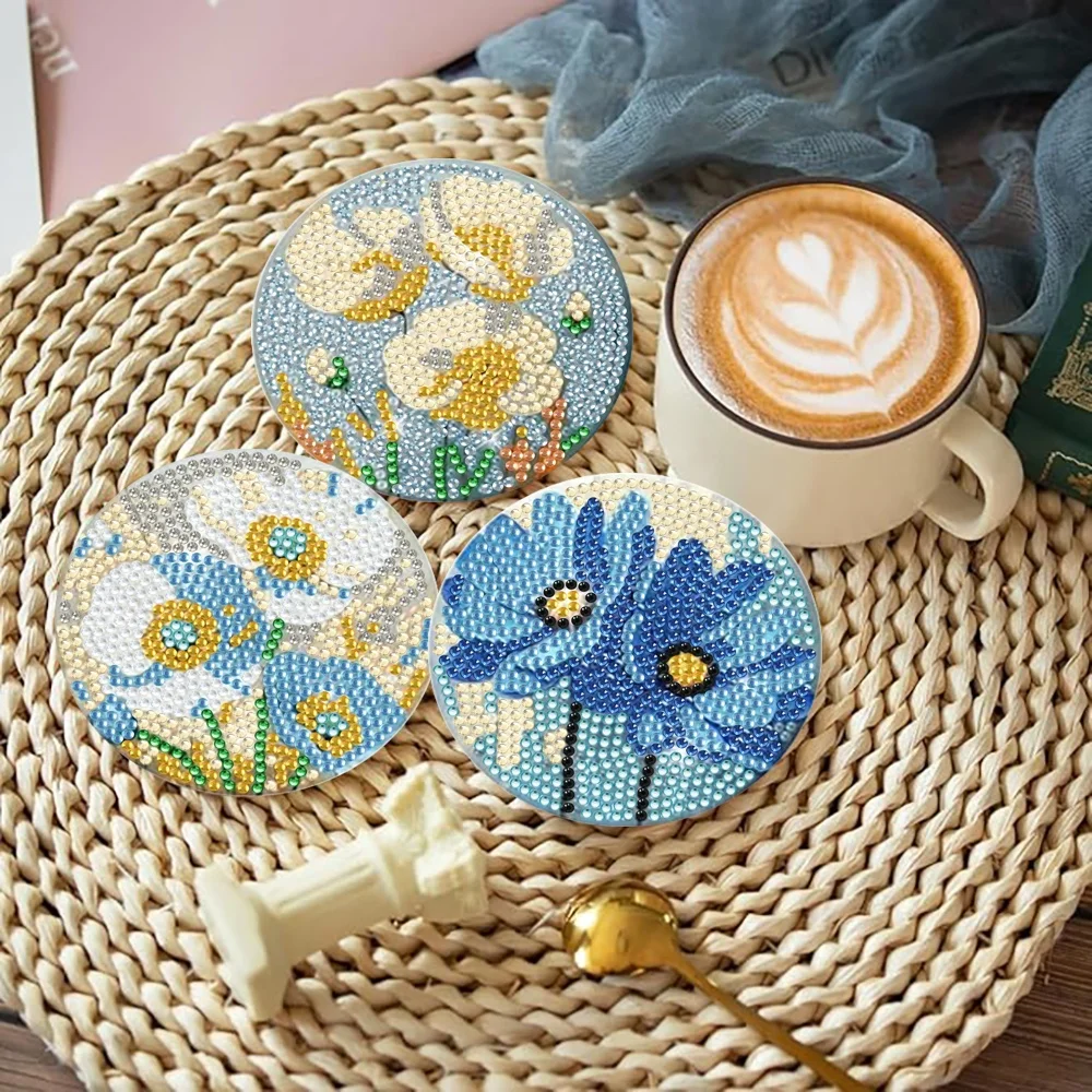 8 buah/set tatakan gelas lukis - Resin Art Coasters ulasan dan harga