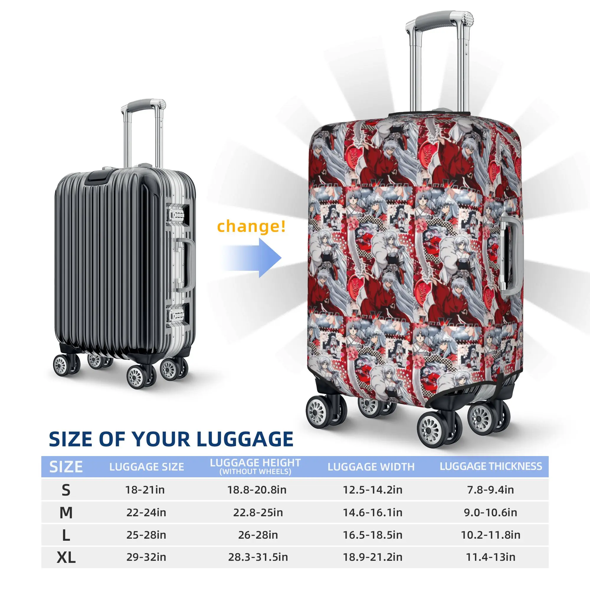 Custom I-Inuyashaes Anime Luggage Cover Elastic  Travel Suitcase Protective Covers Fits 18-32 Inch view 4
