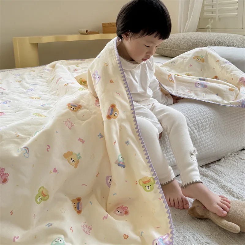 カスタマイズ可能な2025年春夏新作A級綿プリント二重糸シェルエッジキルト芯エアコンキルト