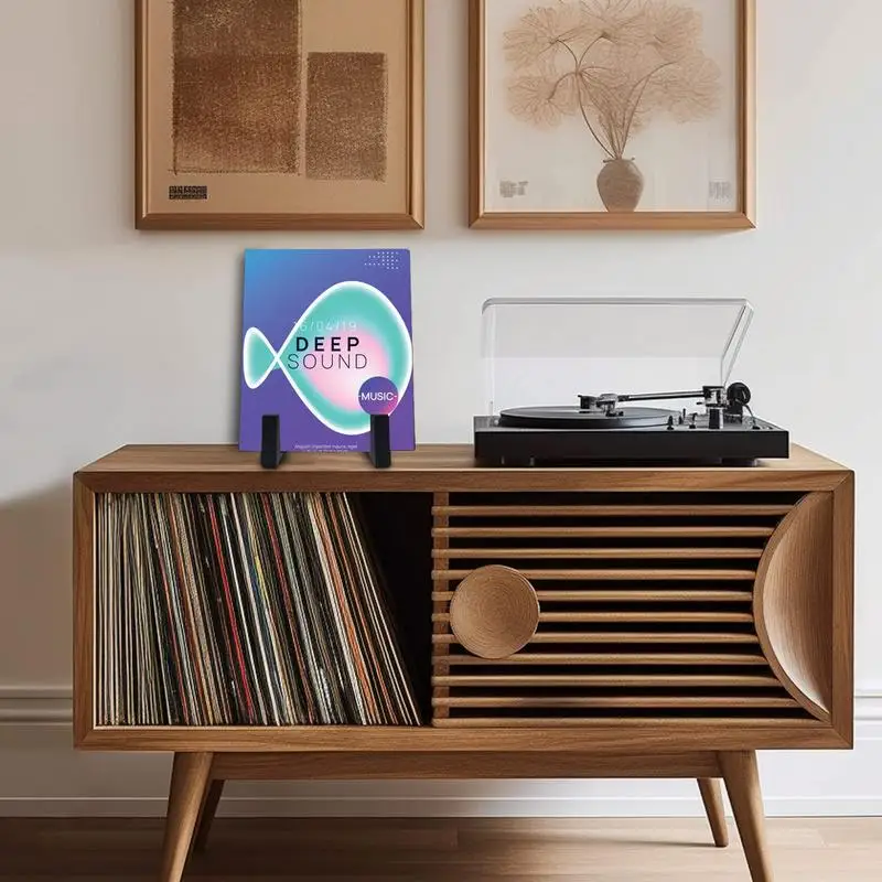 Black Metal Vinyl Record Storage Tabletop - Retro Minimal Record Holder for Lp Display,Small Vinyl record stand Now playing