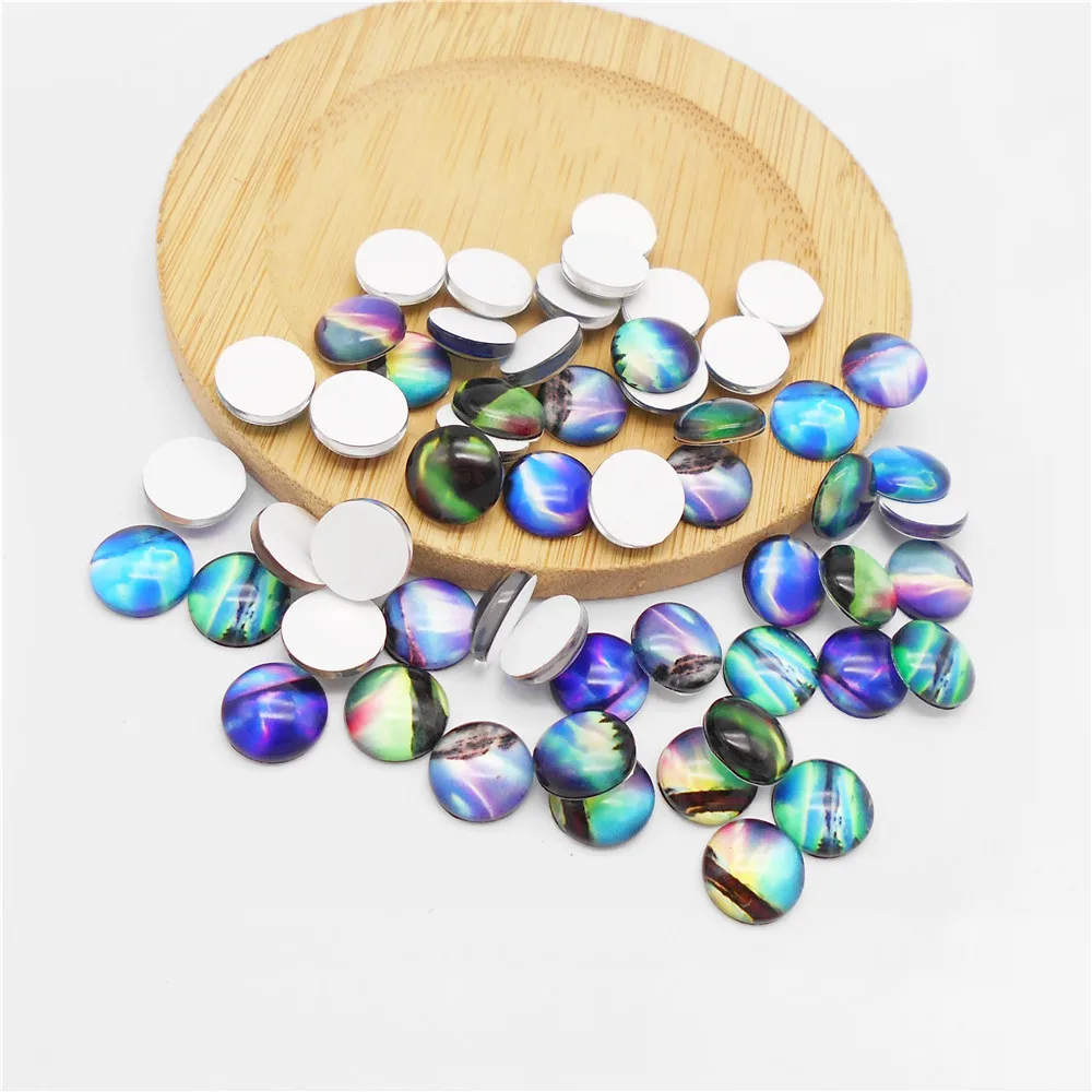 10-50PCS 8-30mm Round Glass Aurora Cabochons Random Colors Flat Back Cameo DIY Necklace Bracelet Jewelry Making Accessory
