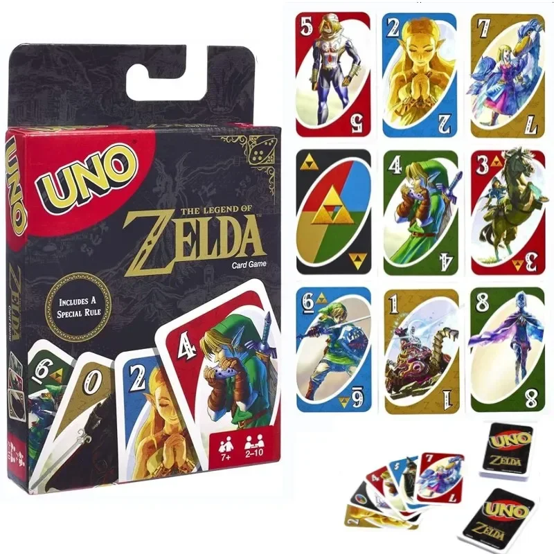 Mattel Games Juego de cartas UNO Zelda para la noche familiar con gráficos temáticos de programas de televisión y una regla especial para 2-10 jugadores