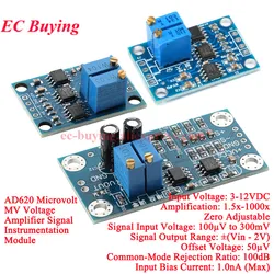5Pcs/1pc AD620 Microvolt MilliVolt MV Voltage Amplifier Signal Instrumentation Module Board 3-12VDC AD620 7660A ICL7660A