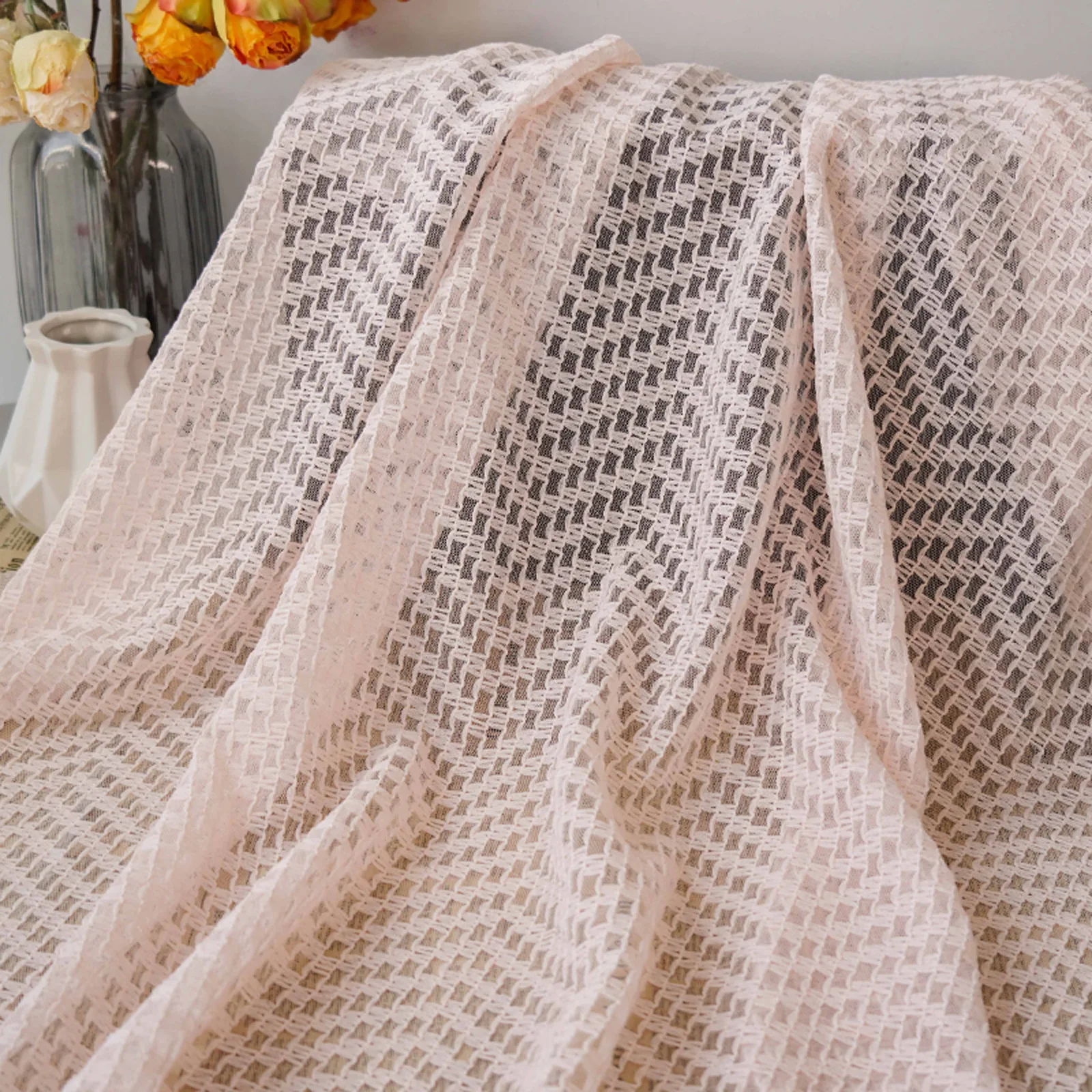 

Модная однотонная полая сетчатая ткань для свадебных платьев и платьев, вышитая ткань для модного шитья своими руками