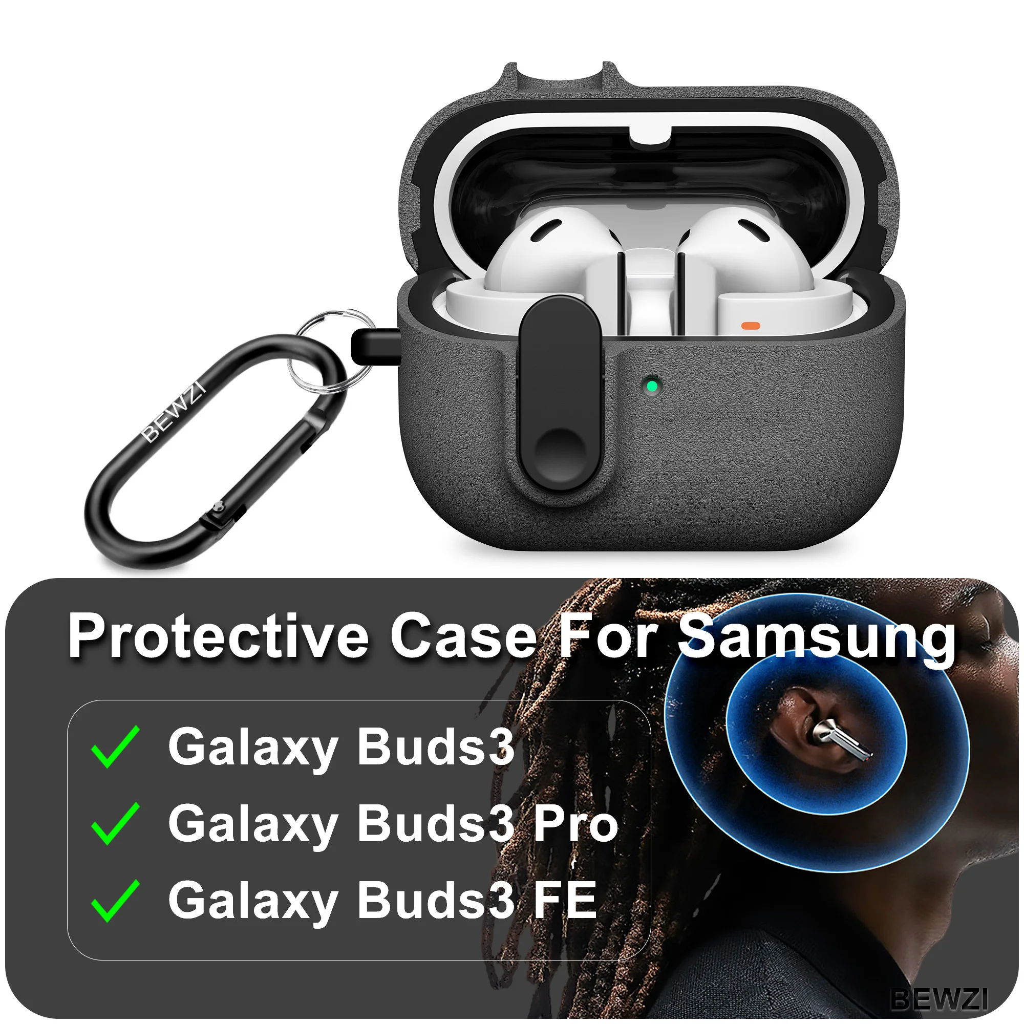 For Samsung Galaxy Buds3 Pro /Galaxy Buds3 /Galaxy Buds3 FE Protective Case Vogue Pushbutton Switch Scratch-resistant Case Cover image 2