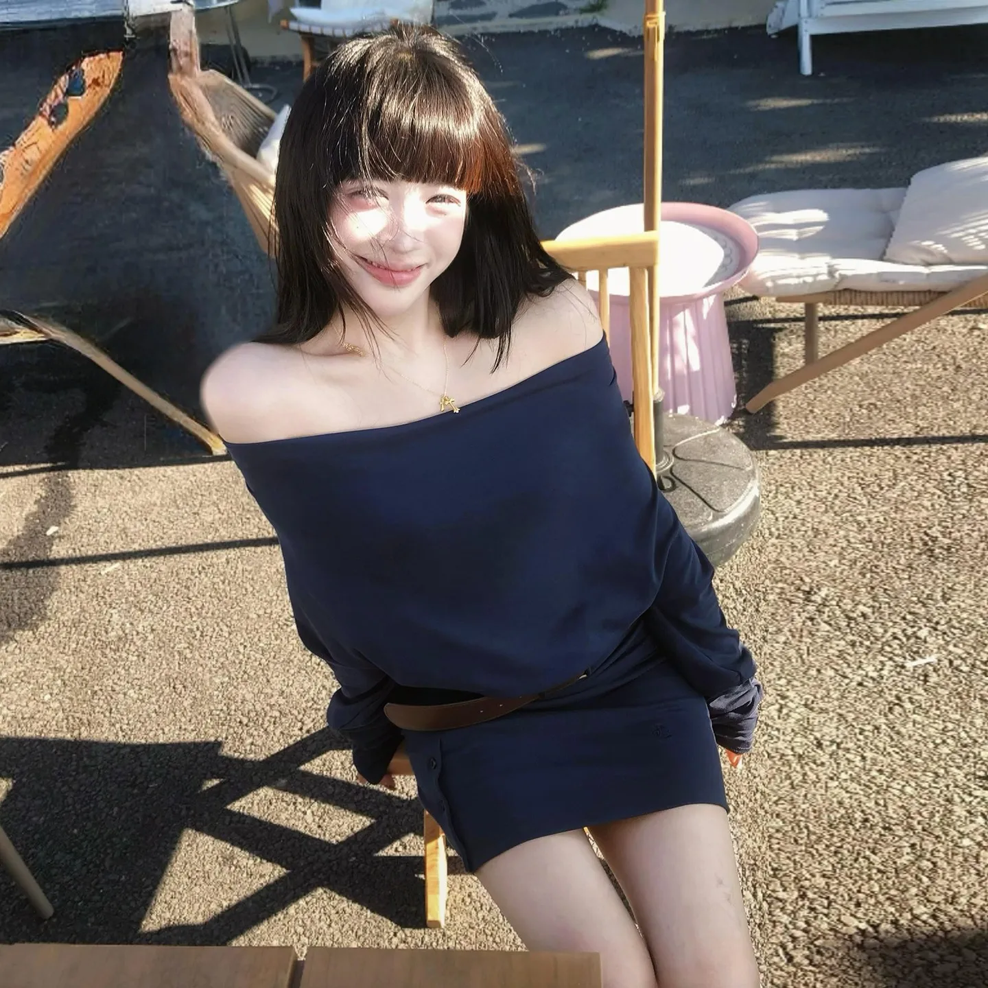 Kleider Langarm Damenkleid Brautjungfer Frühling Abstrakte Baumwolle Stehkragen Smockwerk Ausgestelltes A-Linie Altersreduzierend Künstlerisch Würzig