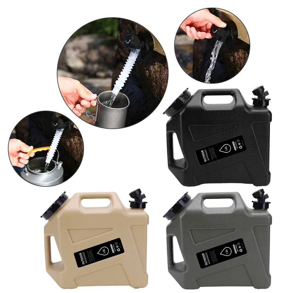 12L Camping Water Container with Spigot Water Storage Jug Large Capacity Drinking Water Bucket for Vehicle Car Outdoor Camping