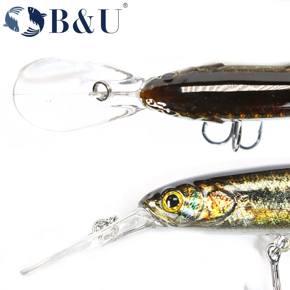 B&U  68mm 3D Printing Shad Suspending Minnow Artificial Fishing Lure Jerkbait Wobblers Bass Pike Swimbait Fishing Lures