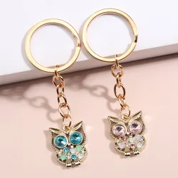 Cute Animal Keychain Owl Crystal Key Ring Enamel Key Chains Souvenir Gifts For Women Men Handbag Accessorie Car Keys DIY Jewelry