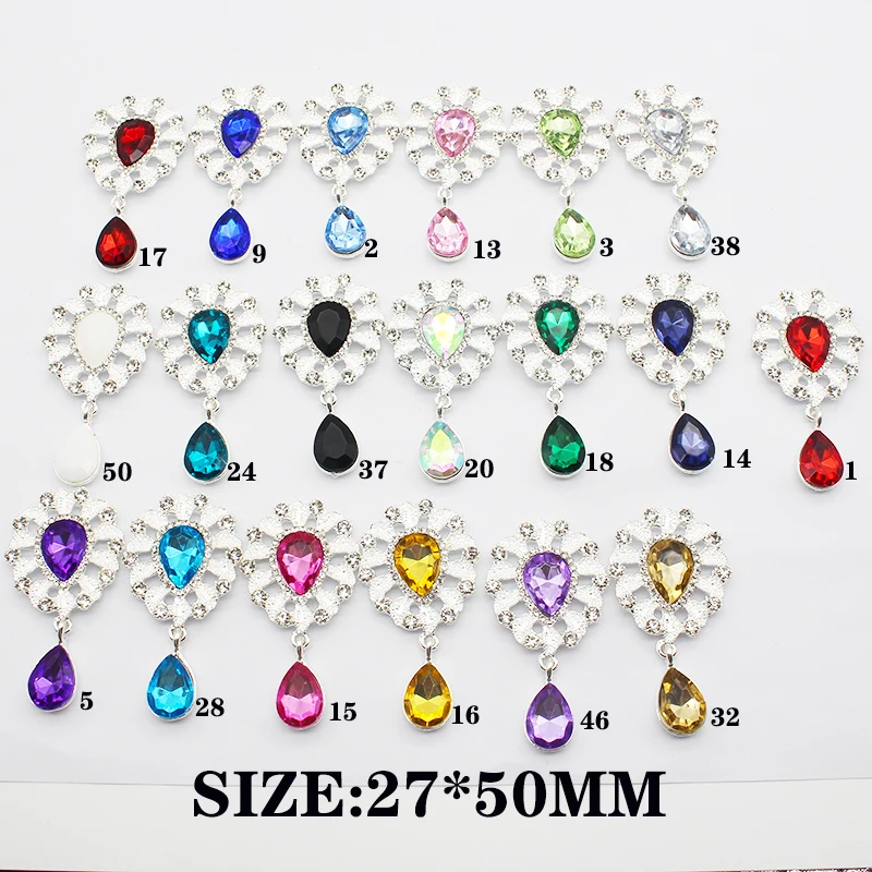 10/piece 27 * 50MM silver bottom droplet shaped pendant jewelry pendant DIY headwear brooch accessories