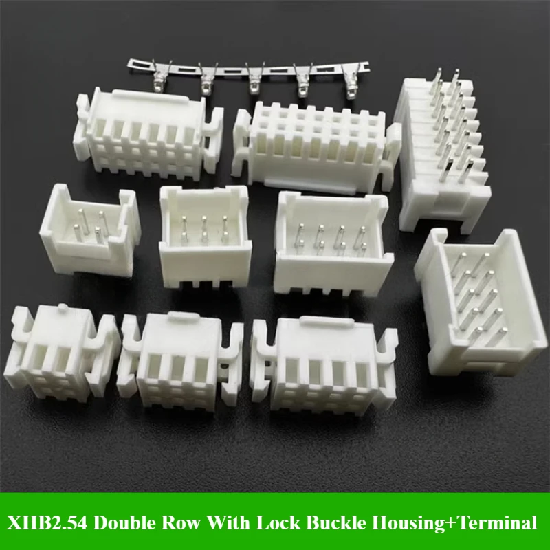 50/100Pcs/lot XHB2.54mm Pitch 2.54mm With Lock Buckle Double Row Housing 2*2P/3P/4P/5P/6P/7P/8P/9P Terminal Connector