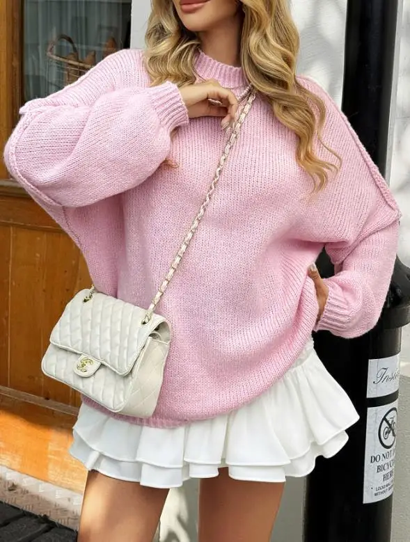 

Осень/зима 2022, новая женская модная повседневная футболка с длинным рукавом и высоким воротником, топ, свитер, женская одежда