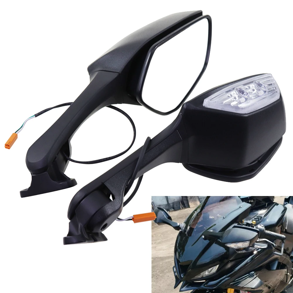 

For Honda CBR250R CBR300R CBR500R CBR650F CBR650R 2014-2018 Motorcycle Rear View Side Mirrors with LED Turn Signals Mirrors