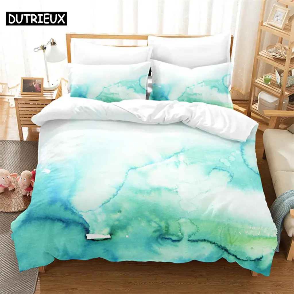 

3D Digital Printed Queen Size Ink Wash Printing Bedding Duvet Cover Set with Bed Linen