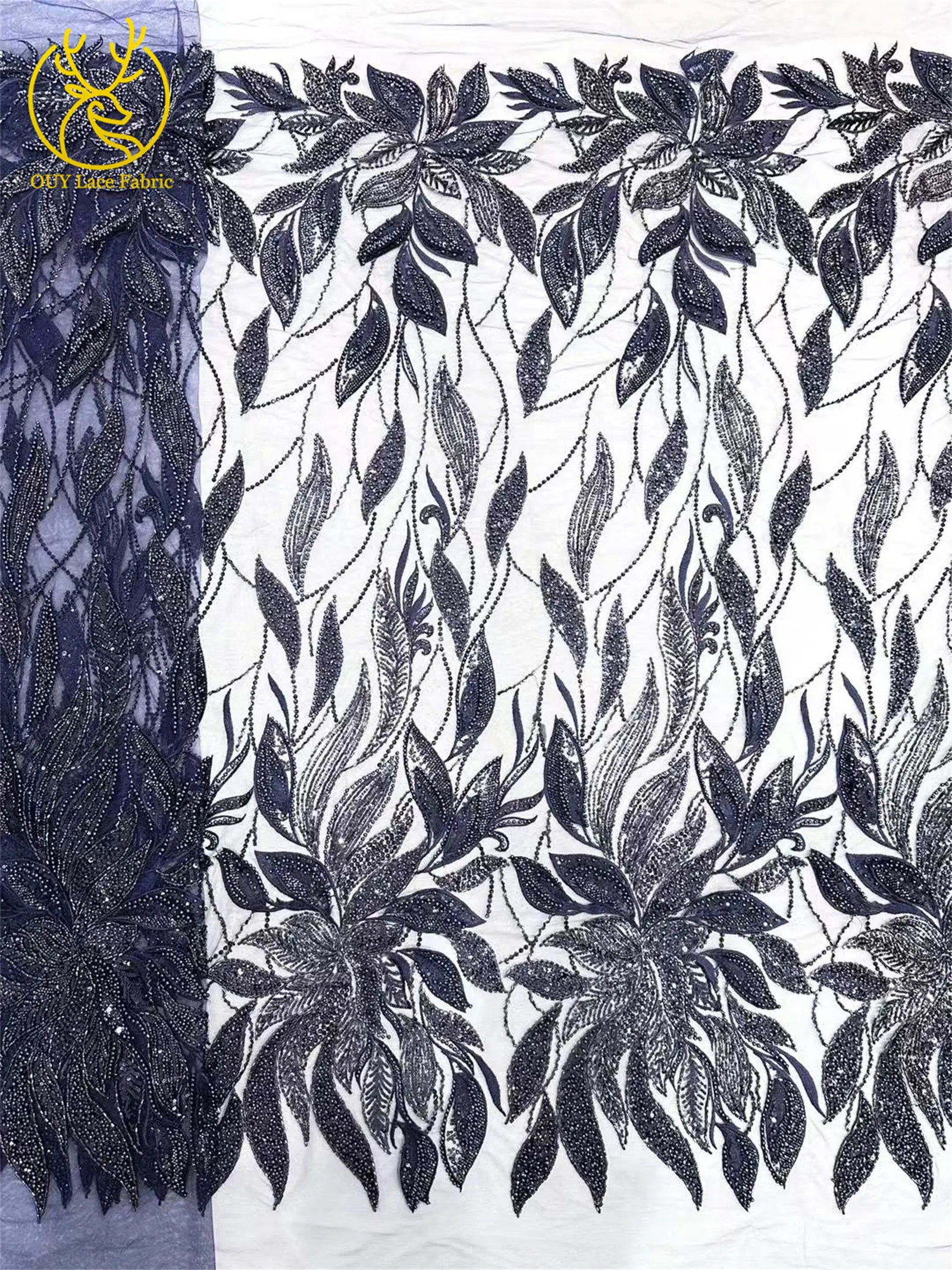 3D Hot New African Beaded Lace Fabric 5 yards Luxury French Sequins Embroidery Mesh Lace Fabric Ladies Wedding Party Dresses