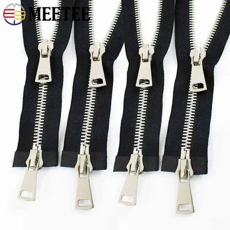 Meetee 70/80/90/100cm 8 #   Metalen ritsen Open-end dubbele schuif Auto Lock voor kledingtassen DIY naaiaccessoires Ritsenreparatieset