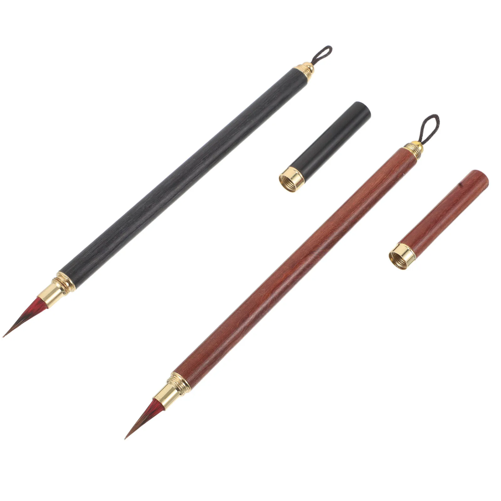 

2pcs Fine Tip Calligraphy Pens Chinese Painting Wood Handle Miniature Paint Brushes For Detail Art Portable Watercolor Brush