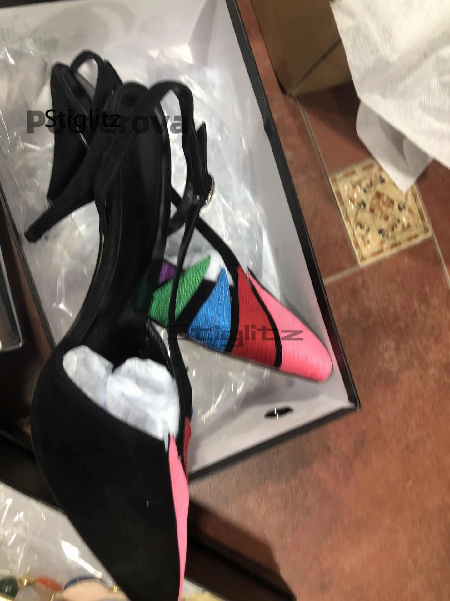 Color Leaf Stiletto Sandals Women Pointy Toe Back Buckle Strap High Heels Cross Straps Mixed Color Summer Concise Runway Shoes