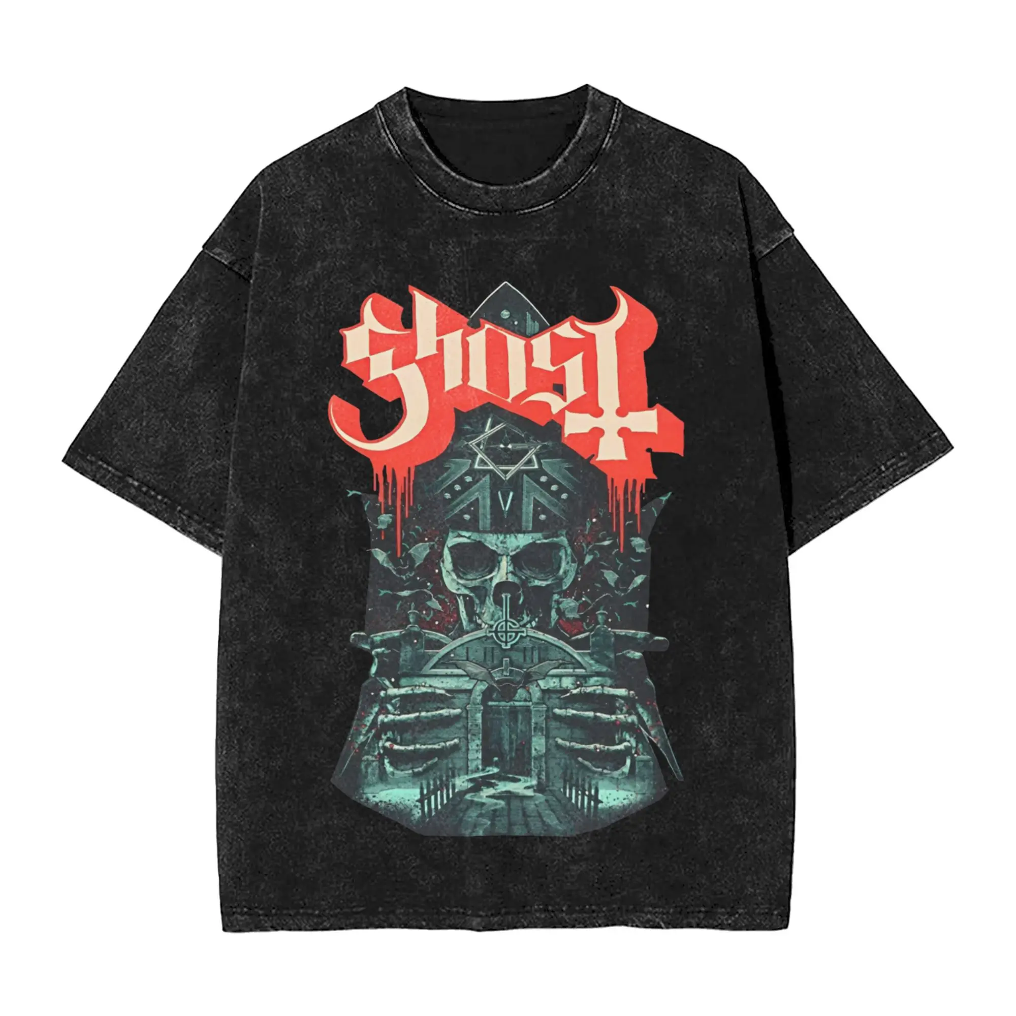 

Мужская футболка Ghost Rock Music Band Awesome, футболки из 100% хлопка с круглым вырезом и короткими рукавами, идея подарка, топы,
