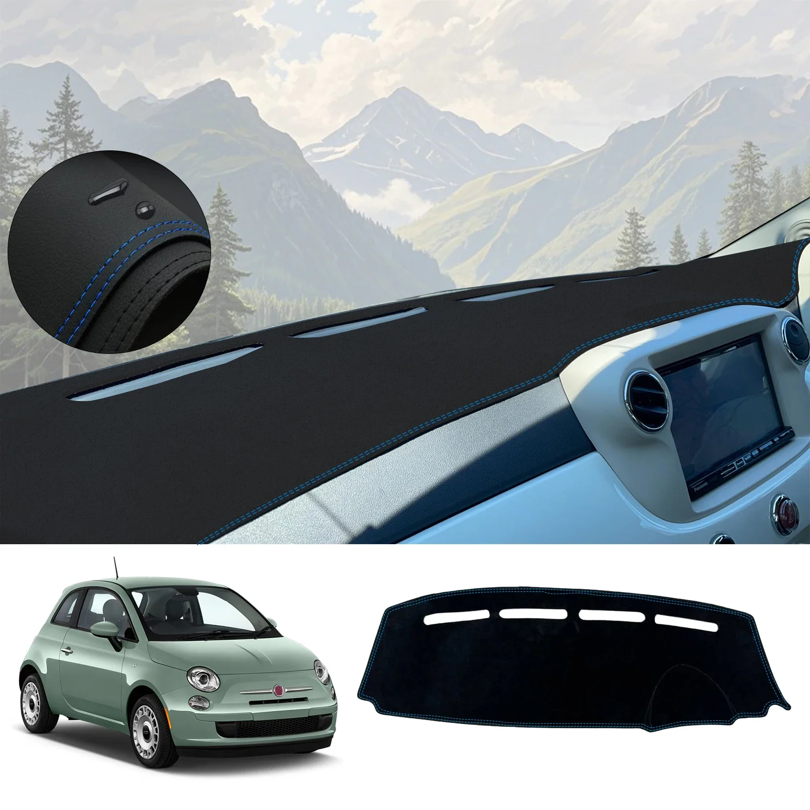 

Car Dashboard Cover Pad for Abarth 595 2012-2023 for Fiat 500 2008-2023 Dashmat Anti-Slip Sunshade Protective Carpet Dash Mat