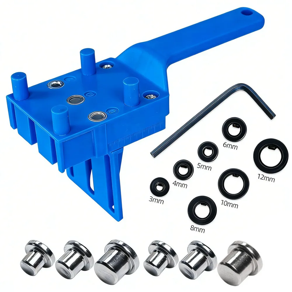 Carpentry Hole Locator Dowel Jig Drill Guide Tool Furniture Cabinet Straight Drilling Accurate Woodworking Positioner Kit