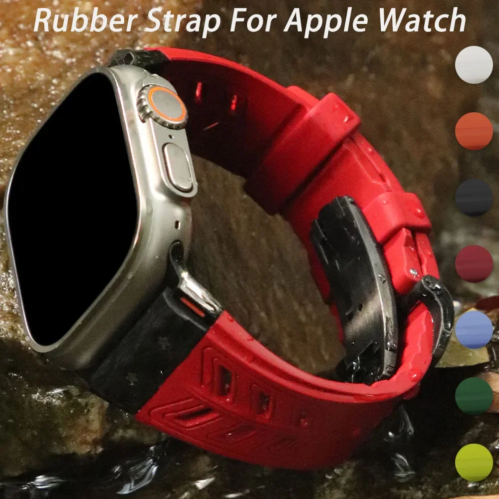 Tali silikon untuk jam tangan Apple, tali silikon baru untuk jam tangan Apple Ultra 49mm 10 42mm 46mm 45mm 41mm gelang untuk iWatch seri 9 8 7 6 5 4 Se 38 40