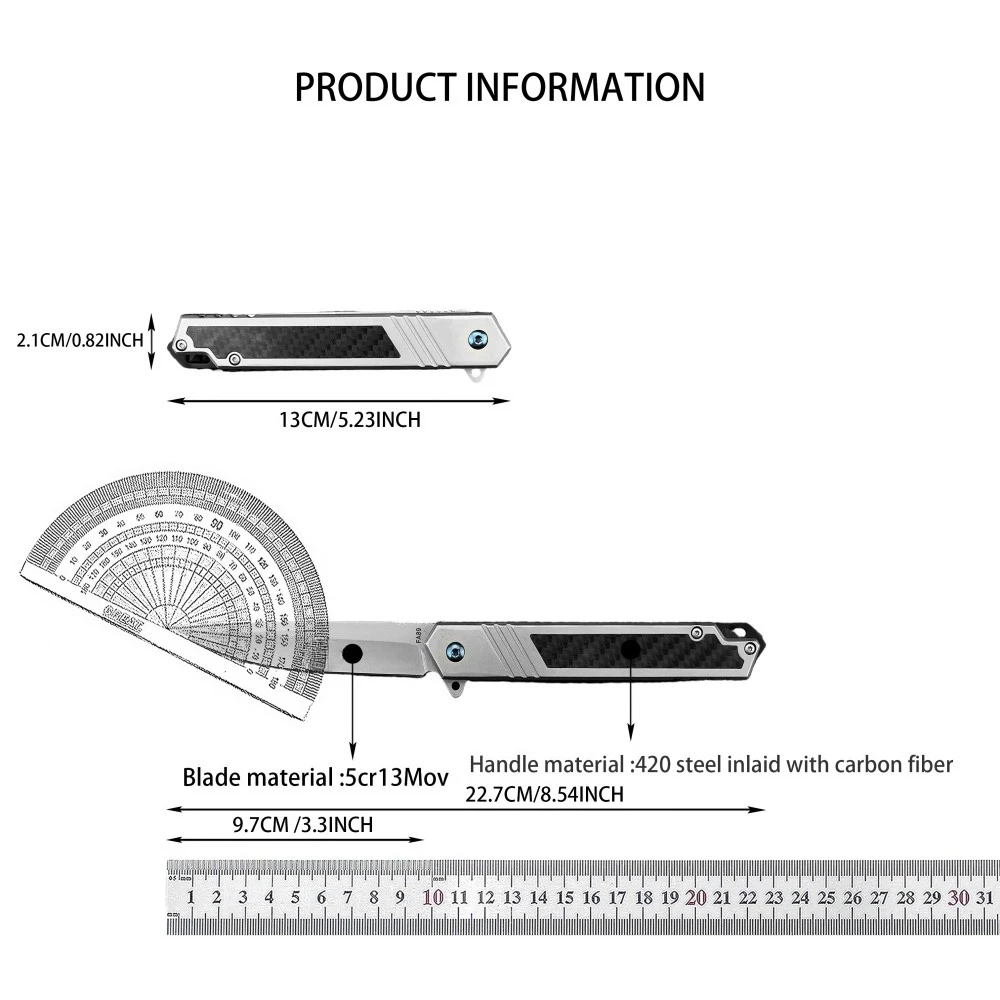 Nuovo FA89 Coltello a cintura pieghevole 5Cr13MoV Lama 420 Intarsio in acciaio Manico in fibra di carbonio EDC Jungle Coltello da campeggio Coltello da sopravvivenza all'aperto