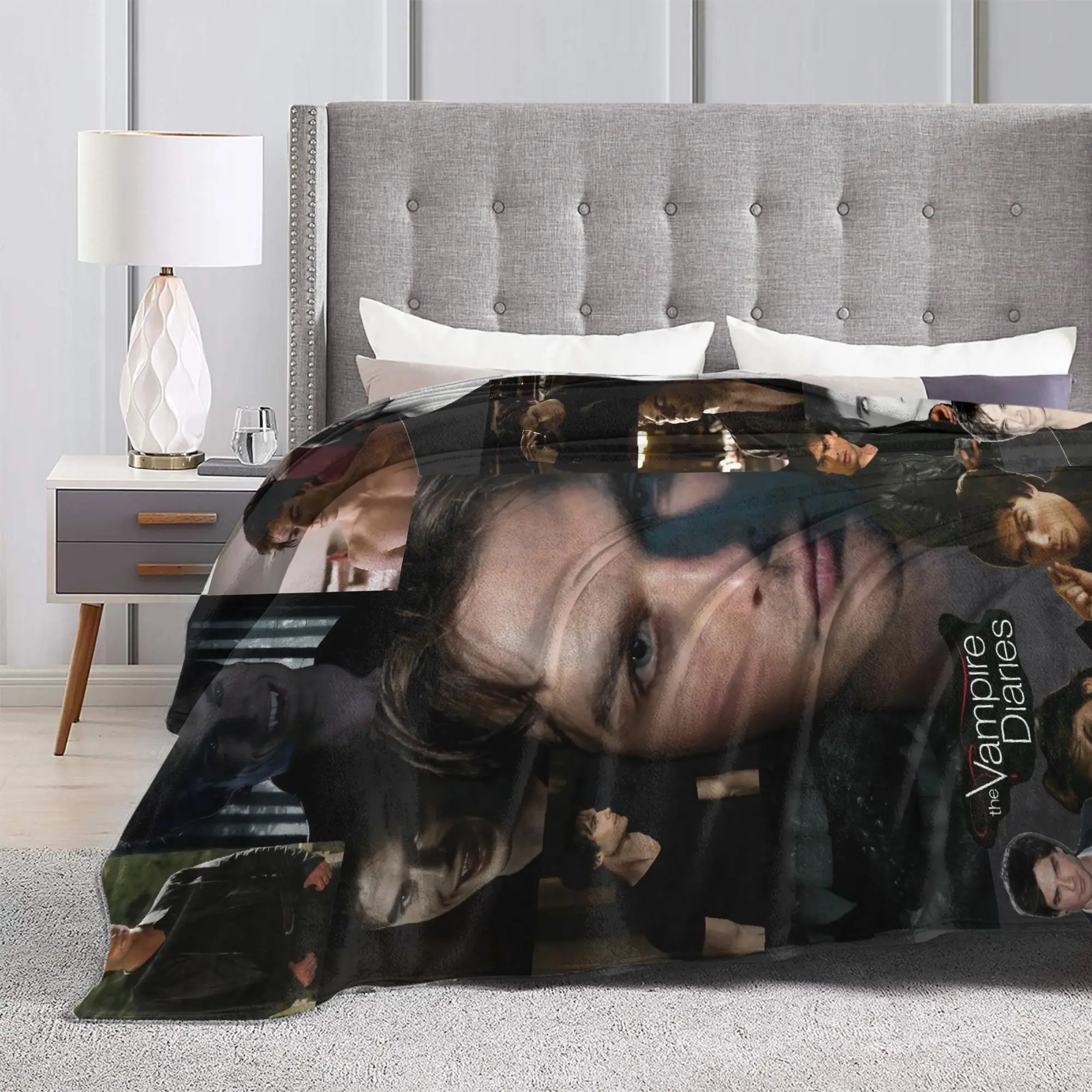 يوميات مصاص الدماء ديمون سلفاتوري المسلسلات التلفزيونية الفانيلا البطانيات الدافئة رمي بطانية للأريكة السرير السفر المفرش أريكة غطاء سرير #3