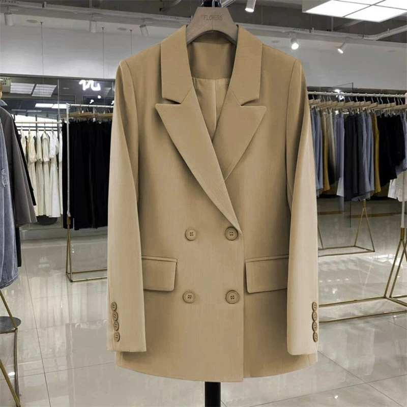 Blazers soltos estilo coreano trespassado primavera outono casual versátil na moda blazer feminino moda simples terno outerwear