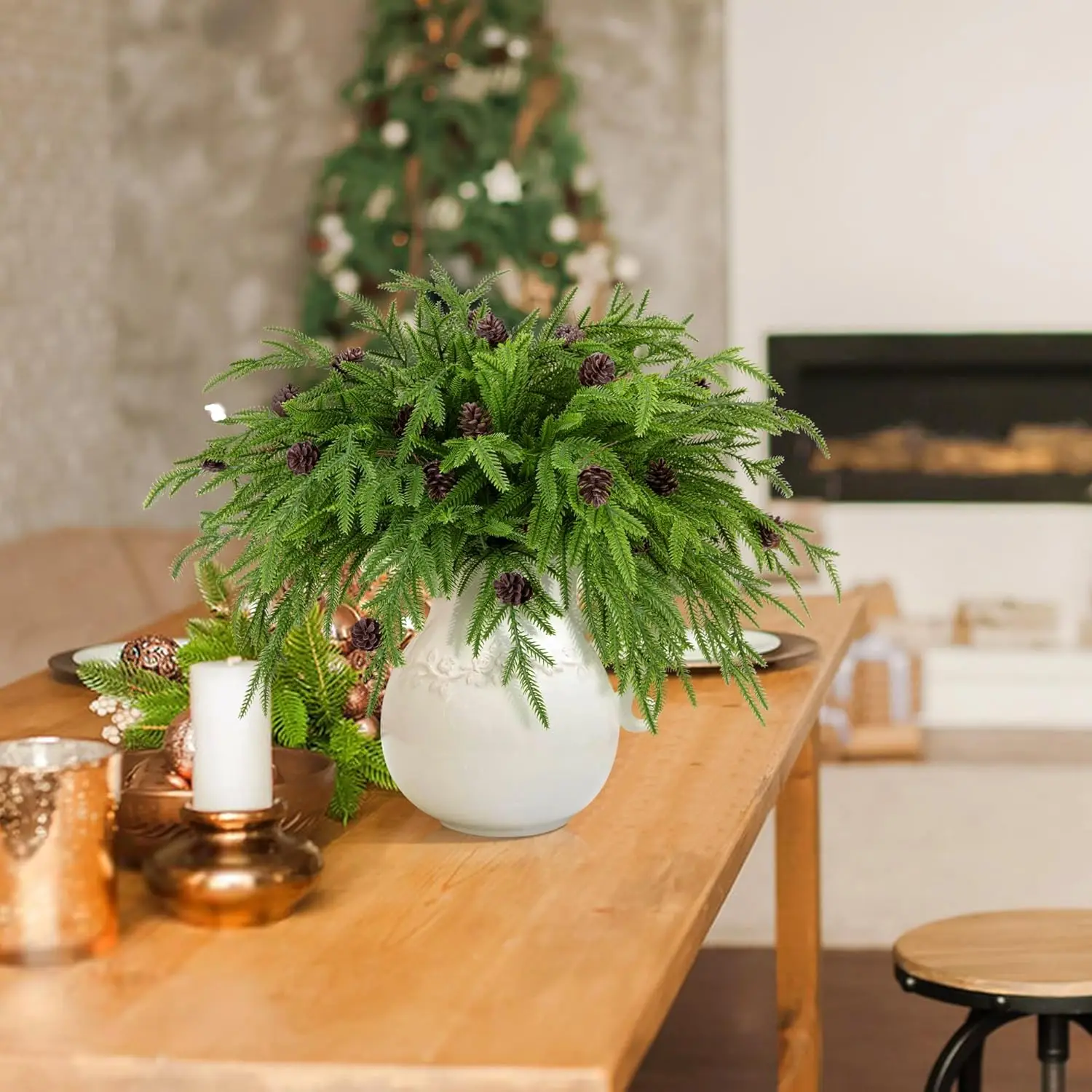 30 قطعة من فروع الصنوبر الشمالية الاصطناعية ذات اللمس الحقيقي - 35 سم سيقان دائمة مزيفة طويلة للديكور الداخلي/الخارجي، ديكور واقعي #5