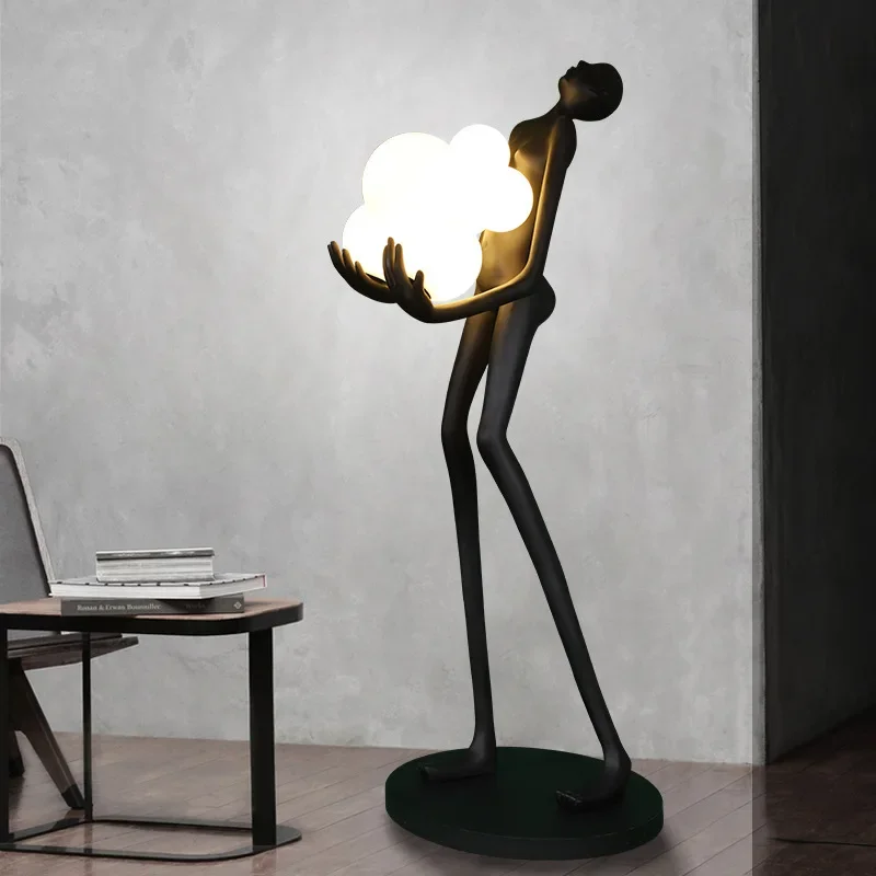 OEM Standing Design Resin Home Decor Modern Living Room Decor Large Man Human Floor Lamp Led Floor Lamp Sculpture Floor Lamps