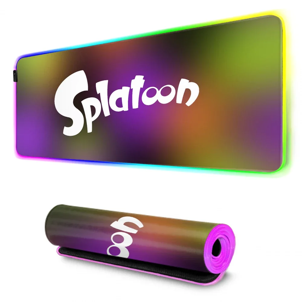 900x400x3mm RGB Gaming Mousepad Mats for PC Mouse Pad Anime Splatoon 2 Computer Keyboard Mat Rubber Soft Desk Mat Under Mouse