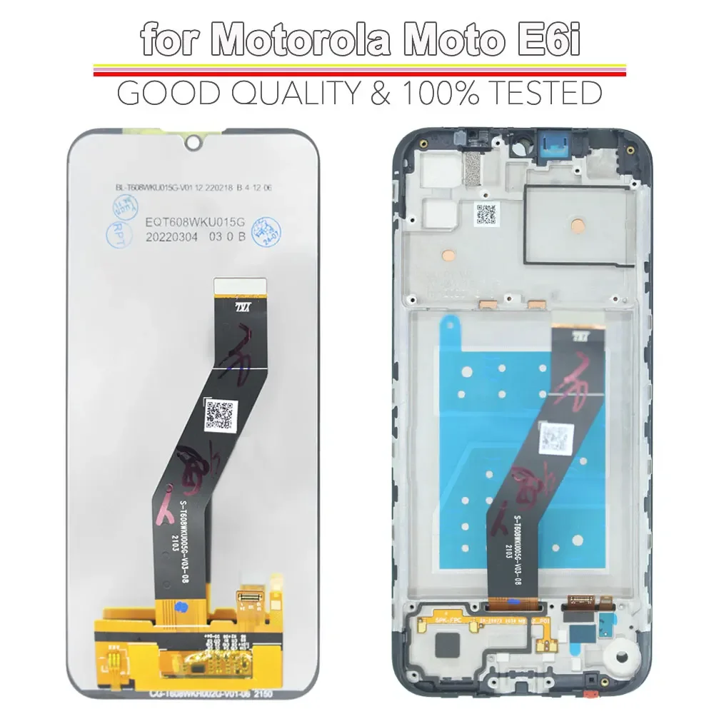 Pantalla LCD para Motorola Moto E6i, Reemplazo de Digitalizador de Pantalla Táctil, Ensamblaje para Moto E6i XT2053-5, Pantalla LCD con Marco