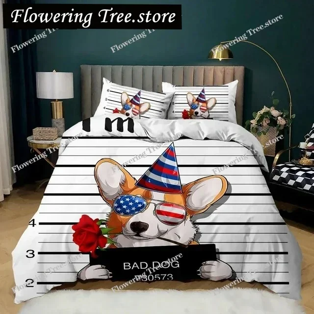 

Cartoon Dog Duvet Cover Set Multicolor Watercolor Cute French Bulldog Bedding Set for Girl Boy Polyester Puppy Theme Quilt Cover