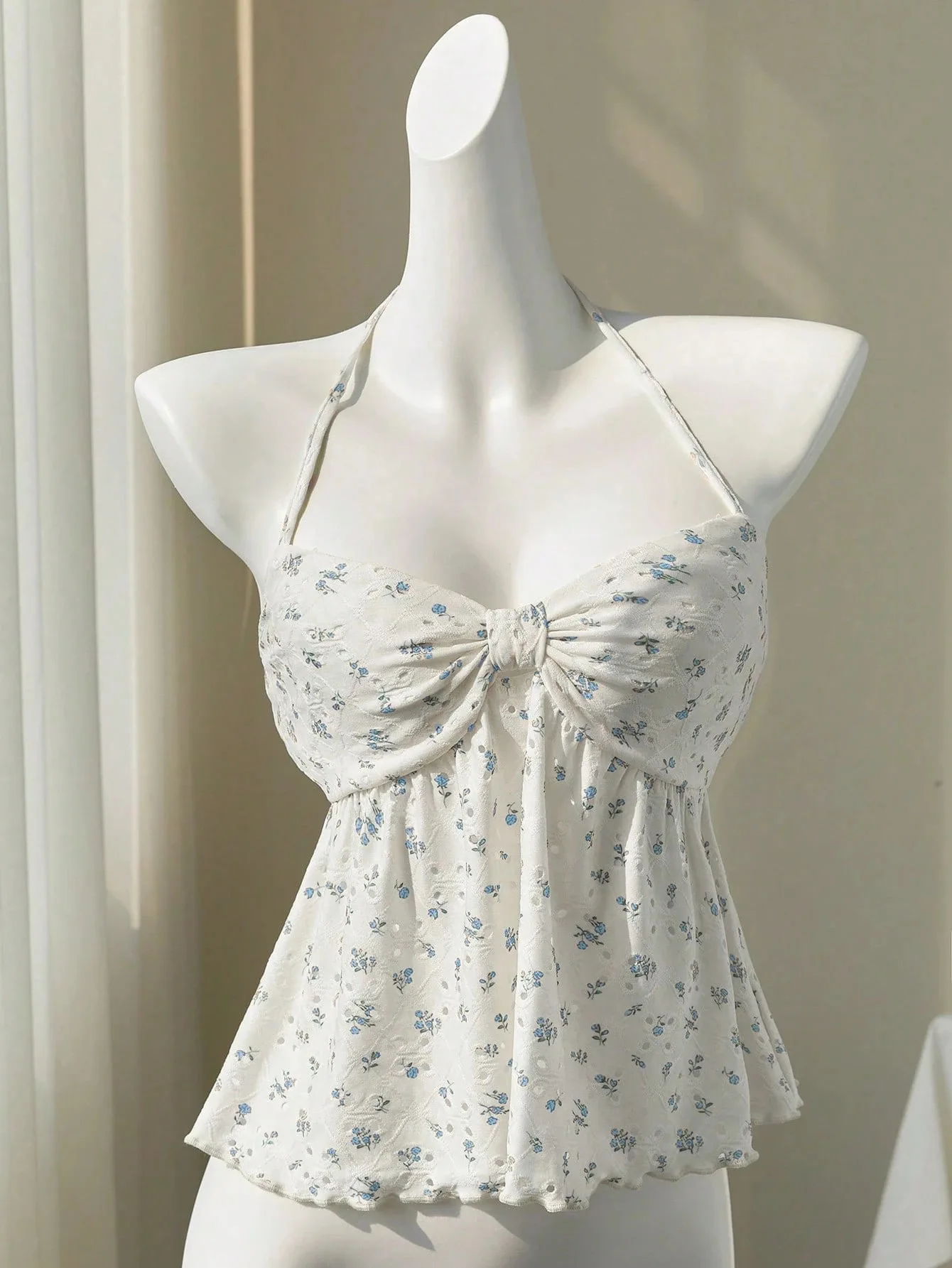 Japanese sweet small fresh lace-up floral small suspender vest doll shirt 2025 summer new width top tide