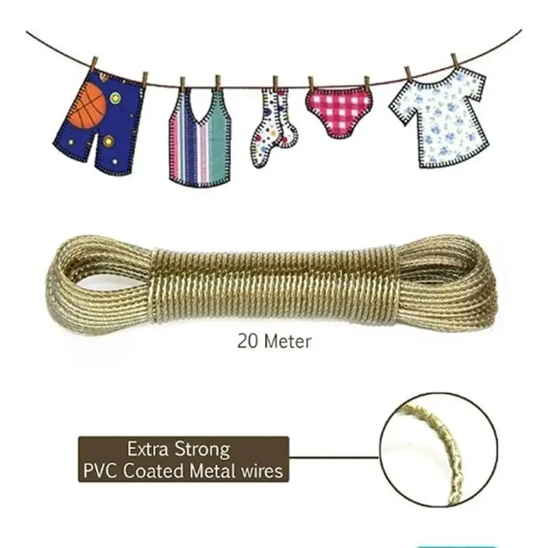 Tendedero portátil de acero con revestimiento de PVC, tendedero para exteriores, jardín, Camping, viaje, cuerda de secado de ropa, 10/20/30/50M