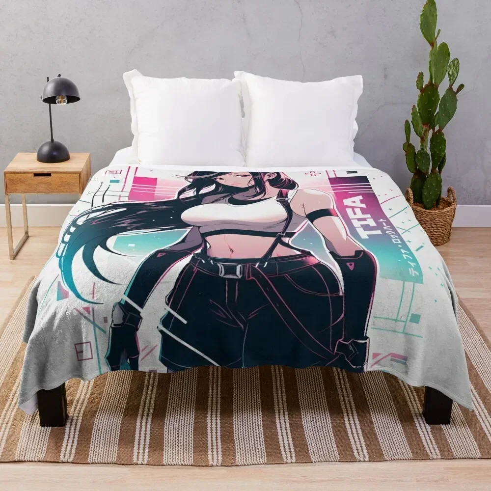 

Tifa Lockhart - Vaporwave Throw Blanket Tourist For Decorative Sofa Blankets