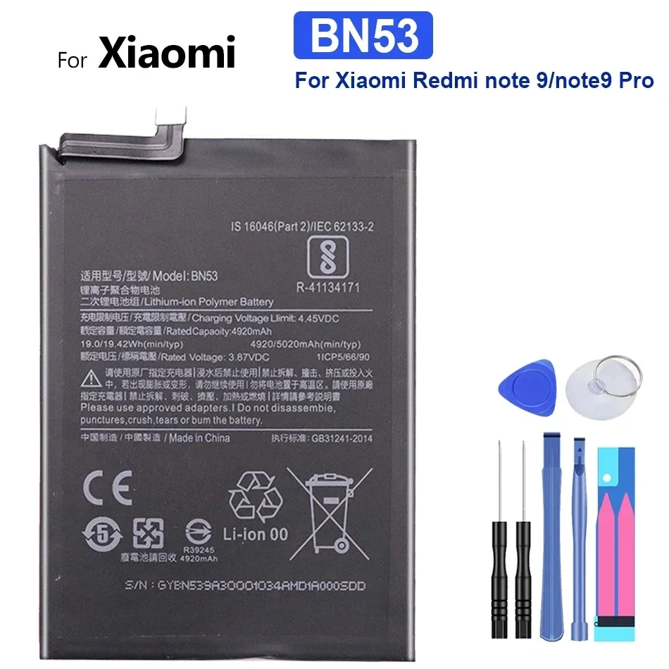 5020mAh BN53 BN54 BN55 BM4S BN62 BM4W Replacement Battery For Xiaomi Redmi note 9 4G 9 Pro 9Pro 5G 9S 10X 4G Batteries