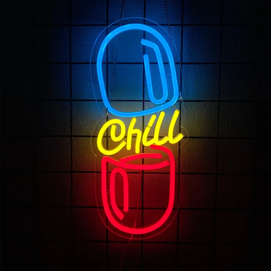 

LED Neon Light USB Light Up Signs for Home Lounge Game Room Bar Bedroom Man Cave Decor，Chill Zone Neon Signs for Wall Decor.