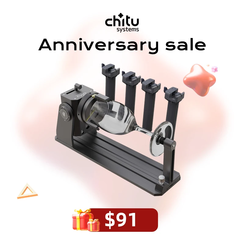 Chitu Systems RR1 Rotary Roller Multi-function Chuck Rotary Compatible with Most Laser Engraver Machine 180° Angle Adjustment