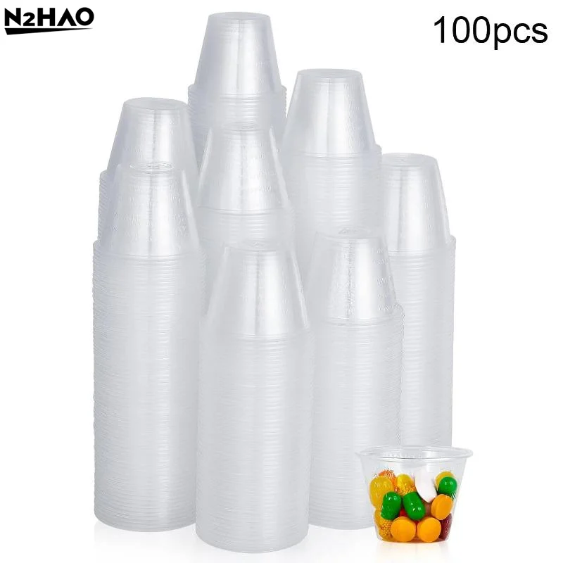 100Pcs 1OZ (30ML) Clear Graduated Plastic Mix Cups Measuring Paint Tray For Airbrush Painting DIY Art Craft Model Hobby Tool
