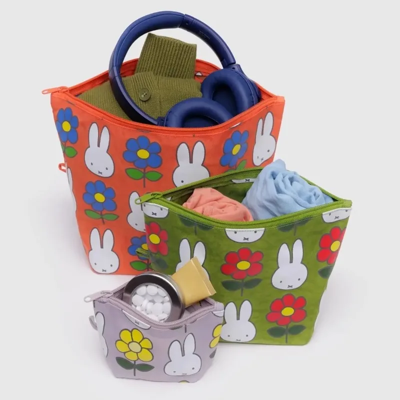 

3PCS Hot Cartoon Miffy Series Makeup Bag Creativity Exquisite Cute Print Portable Toiletry Bag Storage Bag Birthday Gifts