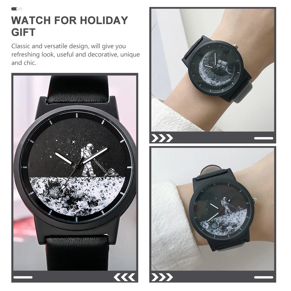 عرض ساعة يد رائد الفضاء مع حزام كلاسيكي للجنسين، مثالية للمناسبات الرسمية غير الرسمية، هدية لها #4