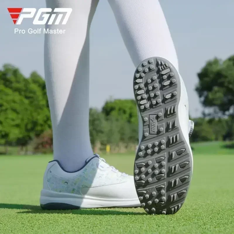 2026new PGM Golf Women's Shoe Anti Slippery Sports Shoe Knob Lace Ultra Fiber Leather Light Weight Soft Breathable