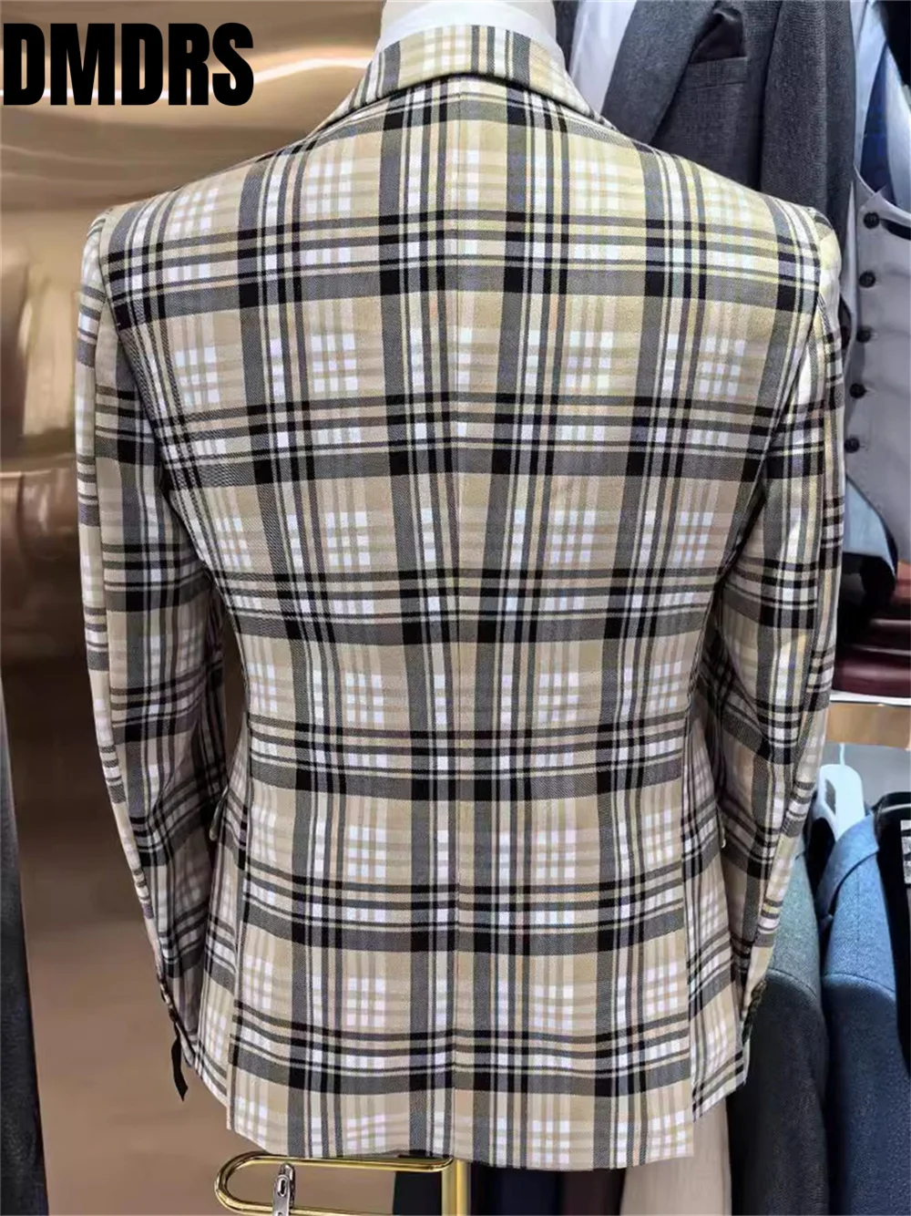 Élégant ensemble de blazers imbibés pour hommes, pantalon de glaçure, plaid classique imbibé, beau mariage, fête d'hôte, réunion de bureau formelle